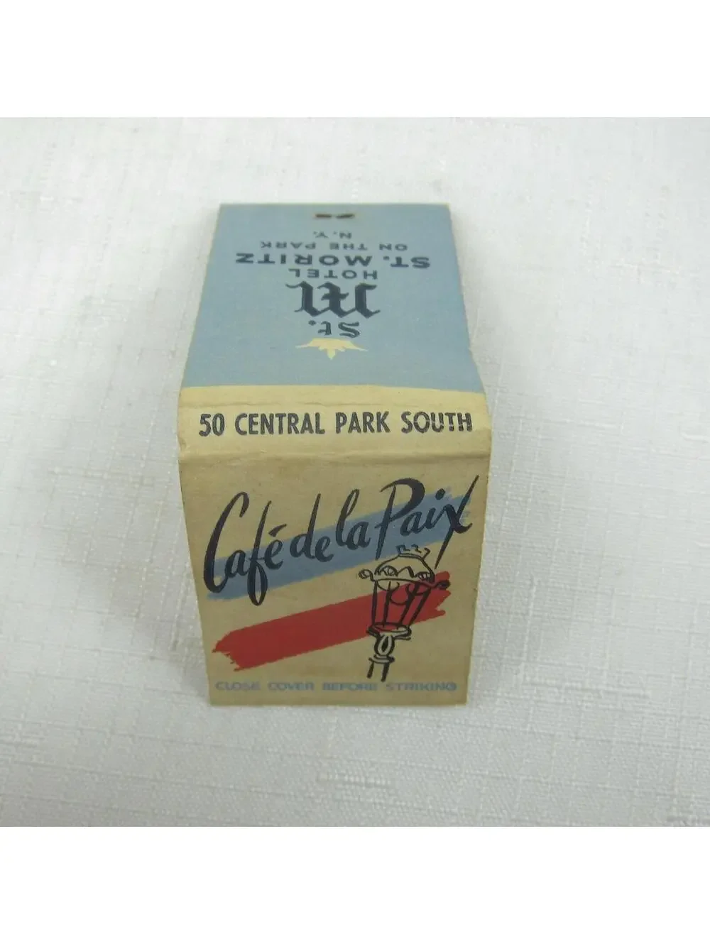 2 Vintage Matchbooks FULL Hotel St. Moritz Cafe De La Paix & The Commodore Hotel